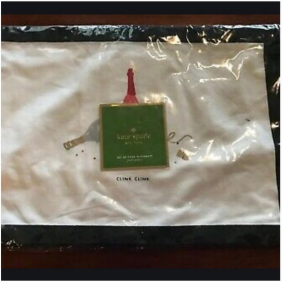 kate spade clink clink champagne wine bottle placemats set of 4 nwt - Picture 4 of 4